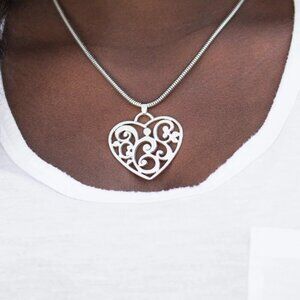 Paparazzi Jewelry - FILIGREE Your Heart With Love - Silver Necklace - Vintage